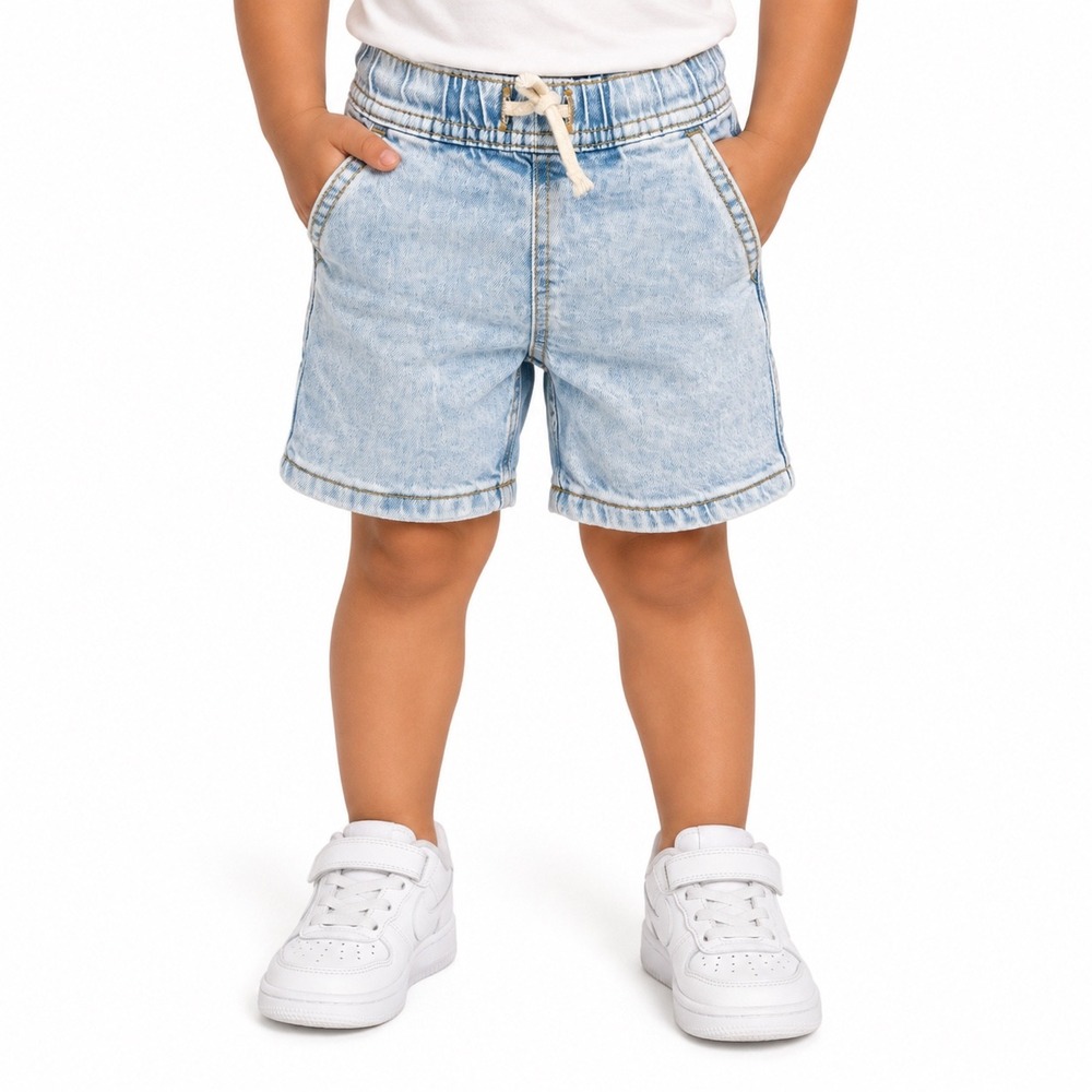 Cat & Jack Toddler Kids Light Wash Acid Denim Shorts Size 3T Elastic Waist